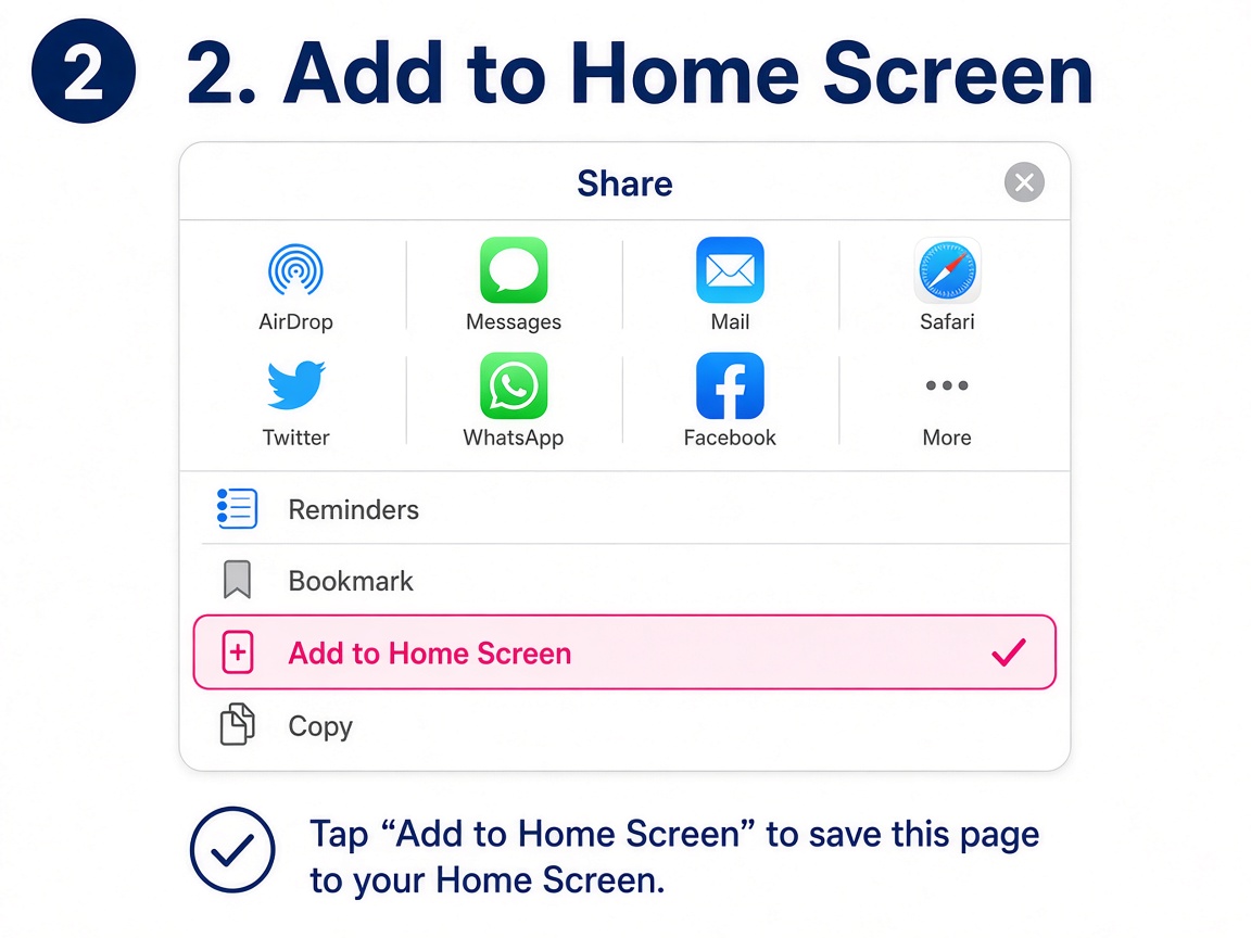 Choose Add to Home Screen