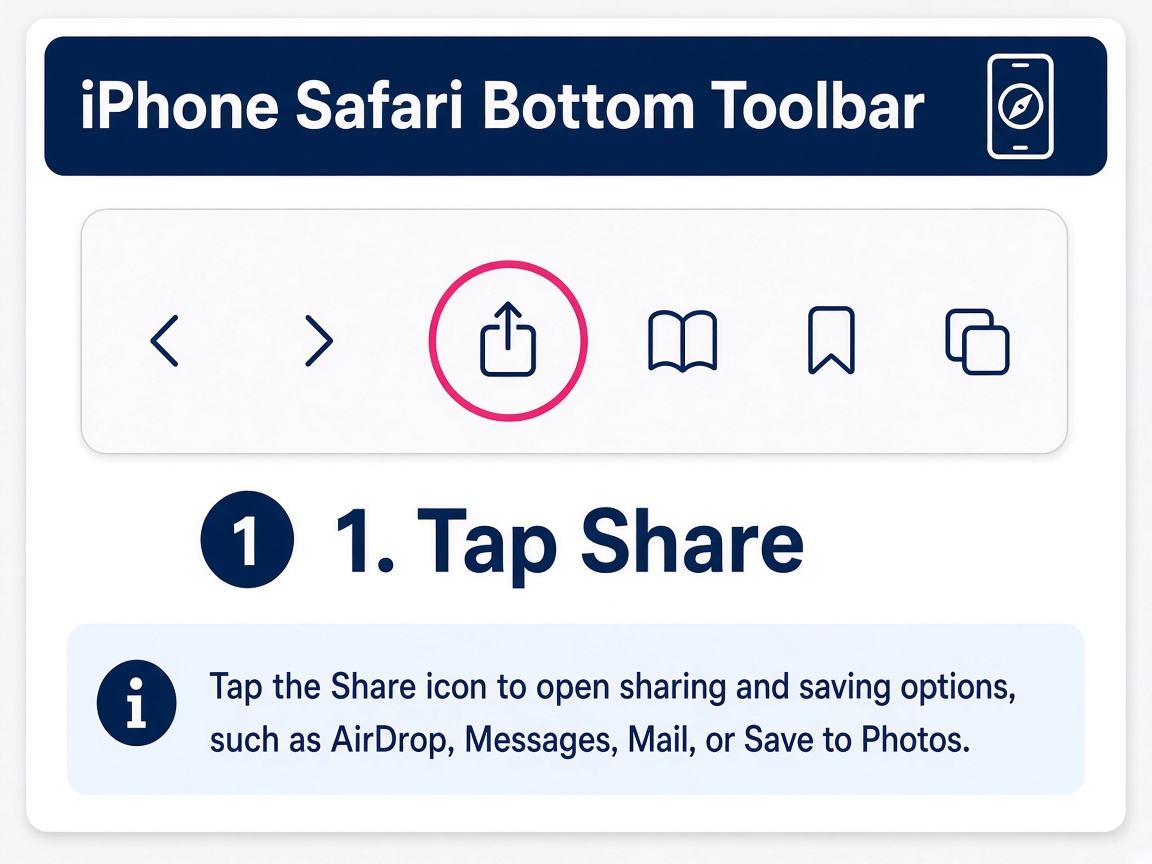 Tap the Safari Share button